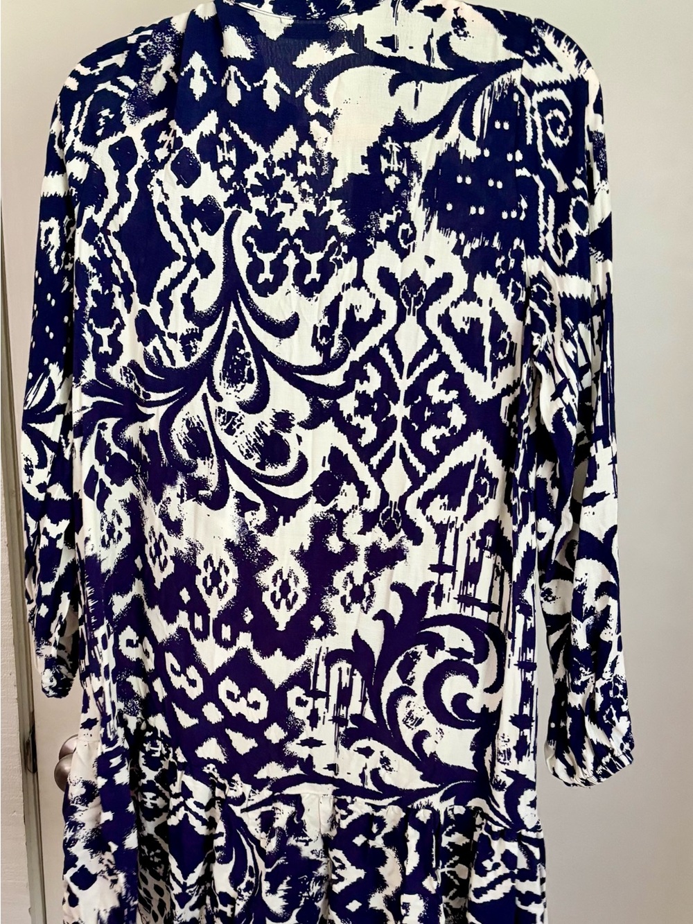 Zara Navy and White Printed Tunic Top